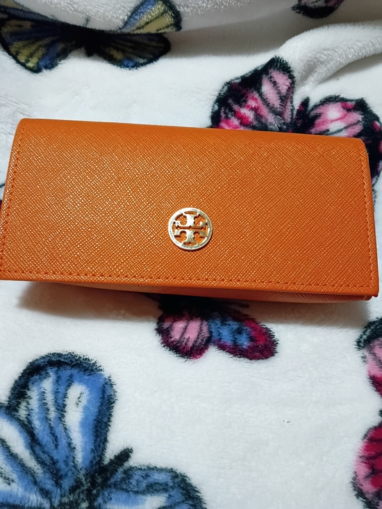 Tory Burch Accessories - Tory Burch Orange Saffiano Leather Continental Wallet Like New